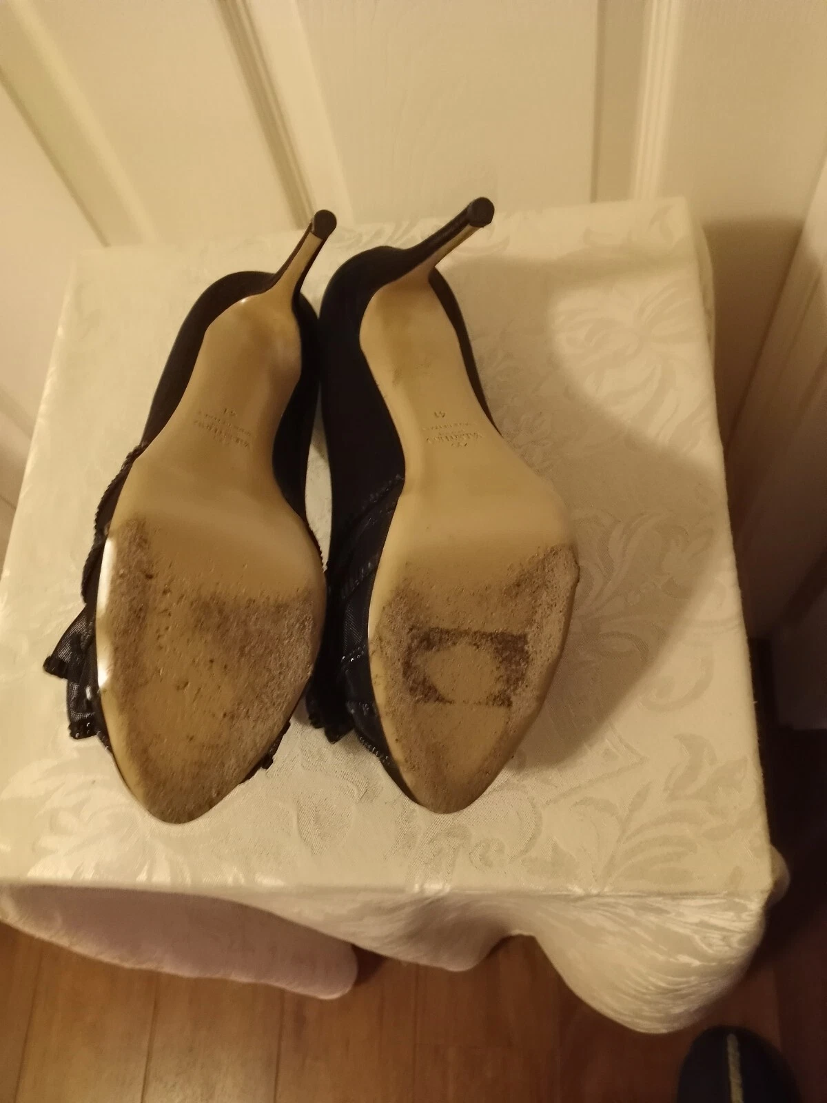 Valentino Fiocco e Vamp Nero Raso 41 Jet Nero Cristallo impreziosito