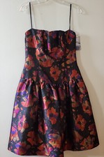 David Meister Evening Collection Strapless Cocktail Dress 6 Black Multi NWT