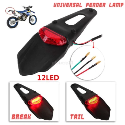 moto universel LED Feu arrière Garde-Boue ENDURO stop lampe pour sauf haut - Photo 1/4