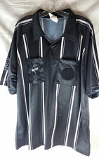 Uniforme de fútbol oficial deportivo internacional árbitro polo negro blanco XL NUEVO NUEVO CON ETIQUETAS