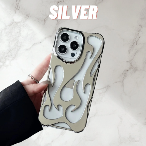 Y2K Hollow 3D Flame Pattern Electroplated Shockproof iPhone 16 15 14 13 Case - Picture 10 of 17