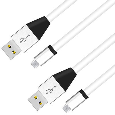1M 2PCS Premium Micro USB Samsung Galaxy S6 Data Charging Cable Aluminum White