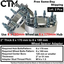 2x 2 Thick 8x170 To 8x180 Wheel Adapter Spacer 8lug Chevy Wheels On Ford Trucks 2x 2 Thick 8x170 To 8x180 Wheel Adapter Spacer 8lug Chevy Wheels On Ford Trucks