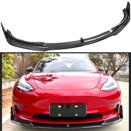 Real Carbon Fiber Front Bumper for 19-23 Tesla Model 3 Body Kit - Picture 1 of 14