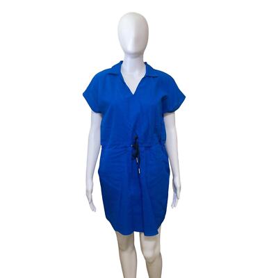 Never A Wallflower Short Sleeve Track Dress Bright Blue Linen Size XS New  $288 | eBay