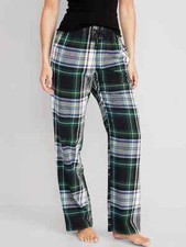 NWT Old Navy Flannel Pajama Pants Sleep Lounge Green Tartan Plaid Women XL