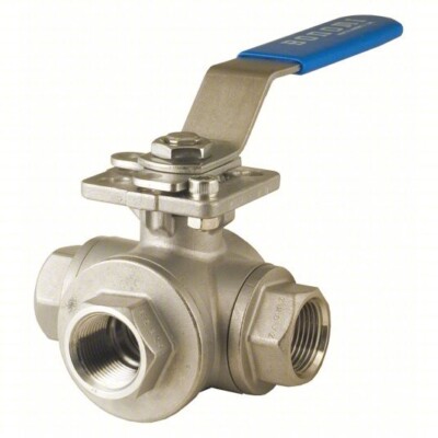 BONOMI 966N-2 THREE-WAY BALL VALVE, 2'' FNPT, STAINLESS STEEL, 46CE53, NEW!!