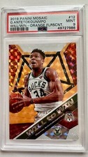 2019-20 Panini Mosaic Will to Win Giannis Antetokounmpo #12 Orange  /25 PSA 9 