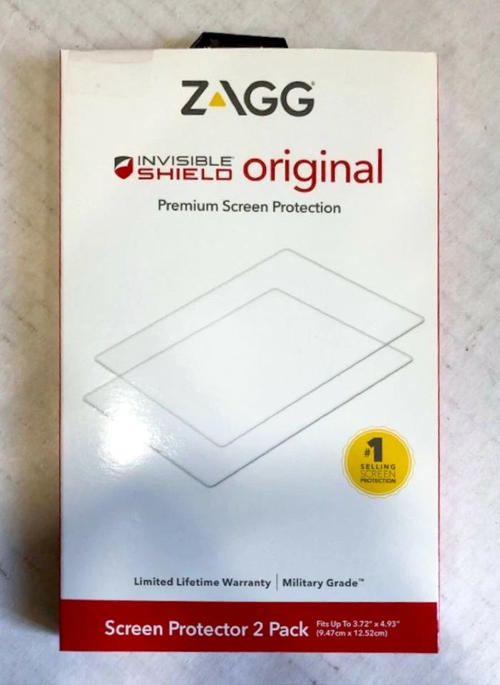 NUEVO ZAGG InvisibleShield 2-PK Protector de Pantalla Premium se adapta hasta 3.72" x 4.93" Foto 2 de 3