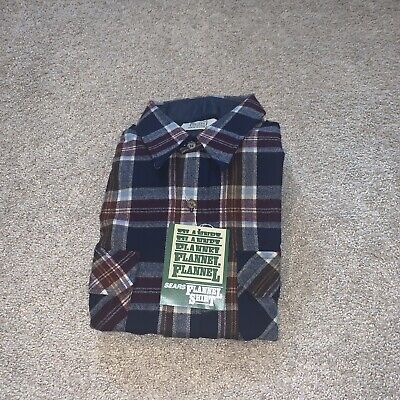 Vintage Sears Flannel Shirt Perma-Prest Red Blue Plaid Vintage Sears Flannel Shirt Perma-Prest Red Blue Plaid