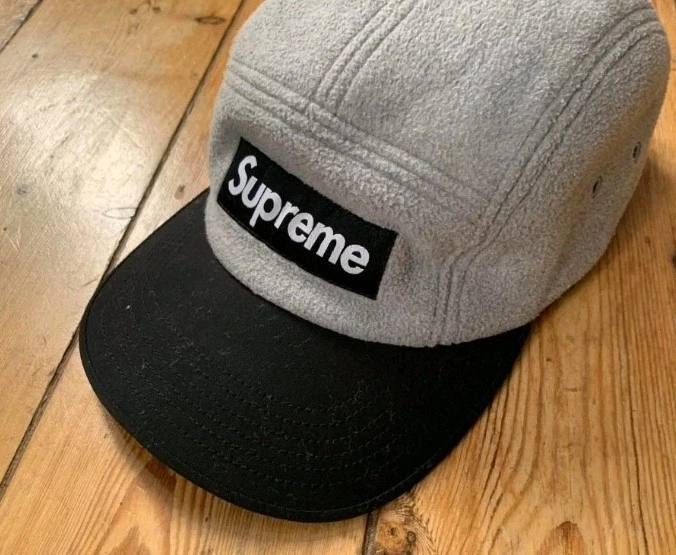 Casquette de camp FW15 Supreme Polartec polaire ajustée gris noir chapeau taille S/M vintage 