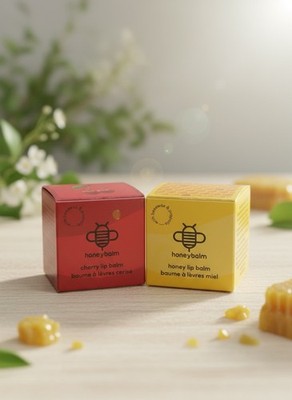 Honeybalm Lip Balm Duo Honey & Cherry New In Box