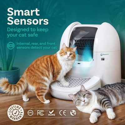 Petcove Self Cleaning Automatic Litter Box for Multi-Cat -  Grey (Open Box)