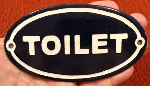 VINTAGE TOILET PORCELAIN SIGN OLD RESTROOM BATHROOM TRAIN SUBWAY GAS STATION