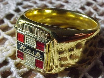 1950s NASH CREST LOGO GOLD CHROME RING #10 NOS HI- QUALITY CLASS