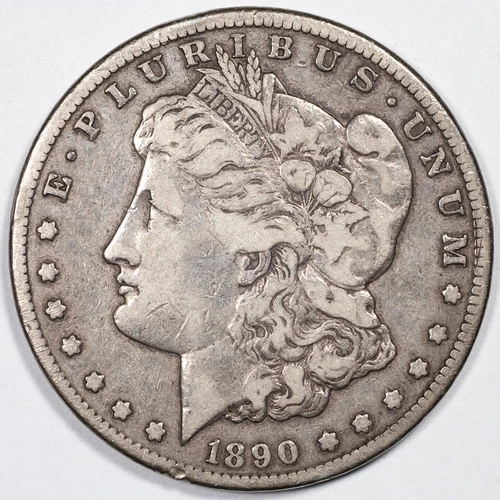 1890-CC Morgan Silver Dollar Carson City Mint Fine (F) - Exact Shown