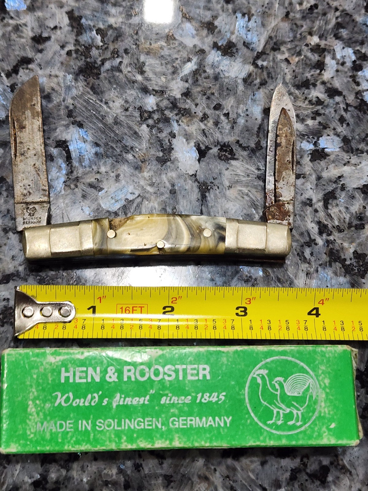 Hen & Rooster Pocket Knife 324C 24KT Bertram Solingen Germany 4 Blade Congress