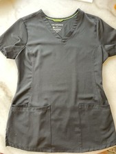 Womens Size XS Scrub Top Black V Neck HH Works Polyester/Spandex