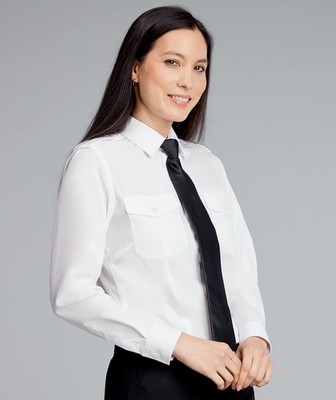 DAMEN WEISS PILOT UNIFORM PREMIUM HEMD SCHULTER SCHULTERKLAPPEN NEU SECURITY ARBEIT