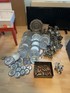 Zinn Schrott Konvolut Zinnteller Zinnkannen Zinnbecher Zinnschrott 23 8 KG