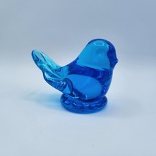 Vtg Leo Ward Blue Bird of Happiness Art Glass Figurine 1992 Artist Signed
