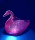 Vintage Fenton Dusty Rose Pink Glass Swan Trinket Dish Selenium Glow