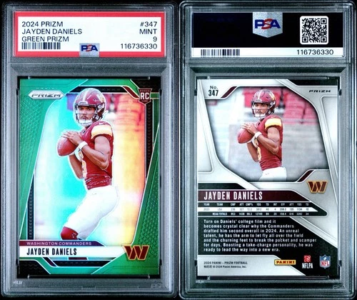2024 Panini Prizm - Rookies Jayden Daniels #347 Green Prizm (RC) PSA 9