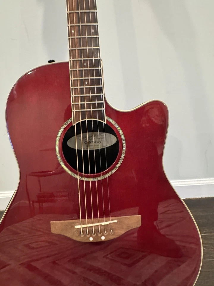 Ovation Celebrity Standard Acoustic Electric Guitar Ruby Red Great Condition  - Image 4 of 4