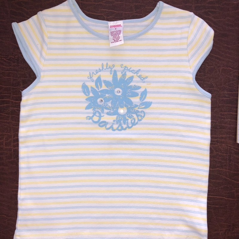 Gymboree vntg 2003 STRAWBERRY PATCH blue/yellow Freshly Picked Daisies SHIRT 6