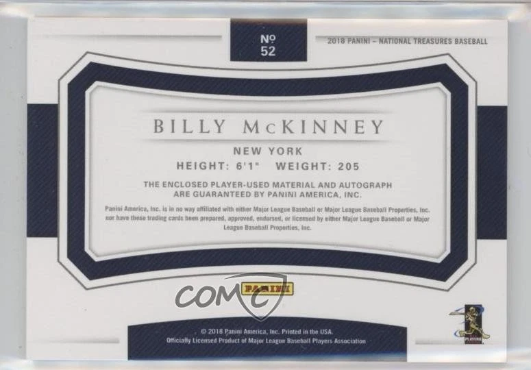 2018 National Treasures Materials Signatures /99 Billy McKinney Rookie Auto RC - Image 2 of 2