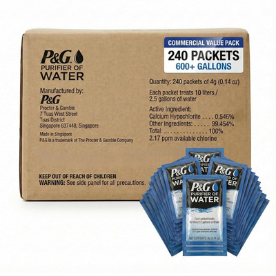 Portable Water Purifier Packets (240 Packets) - Emergency Water Filter Purificat