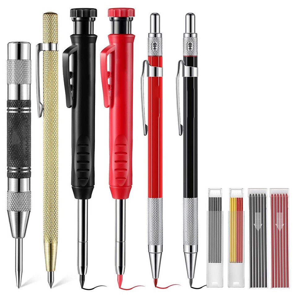 4 Temperamatite Manuali Huhebne Per Matite Da Carpentiere - Rosso, Giallo, Blu, Nero - 4