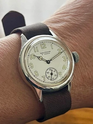 Waltham U.S. Army Air Force Sterling Silber Uhr 35mm 17J aus Japan - Bild 1 von 4