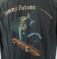TOMMY BAHAMA "CHAIRMAN OF THE BOARD " EMBROIDERED HAWAIIAN SHIRT SILK M VGC!