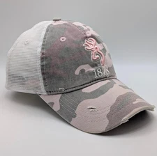 Browning Camo Camouflage Pink Snapback Hat Cap Hunting Women's Ladies Distressed