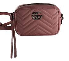Authentic Gucci Gg Marmont Matelasse Mini Bag Crossbody Pink