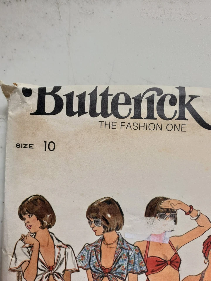 Vtg Butterick Pattern 4270 Shirt Crop Top Skirt Pants Shorts Halter Miss 10 CUT - Image 2 of 4