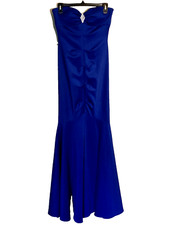 Cach'e Women's Size 4 Strapless Blue Prom Evening Gown Party Formal Long Dress