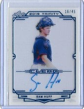 2019 Leaf Trinity SAM HUFF Clear Acetate Platinum Foil Auto RC 16/45 Rangers