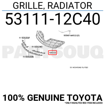 5311112C40 Genuine Toyota GRILLE, RADIATOR 53111-12C40 | eBay