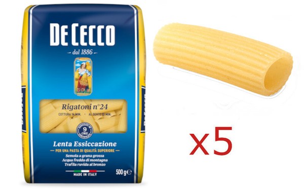 Pasta De Cecco Rigatoni Teigwaren Aus Hartweizengriess 5 StüCk 500 Gr-image