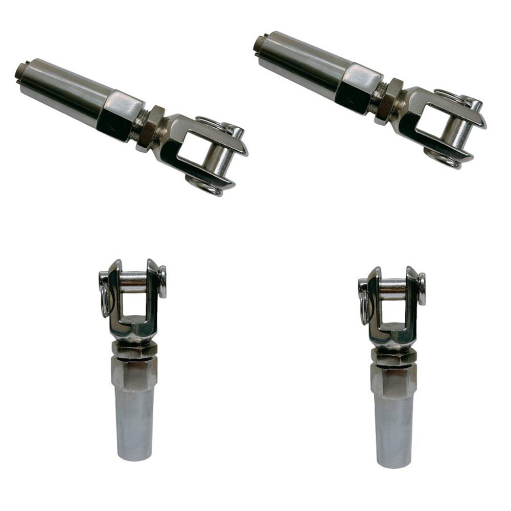 Swageless Jaw Terminal For 1/4" Cable Wire Stainless Steel 316 Marine Grade 4 PC