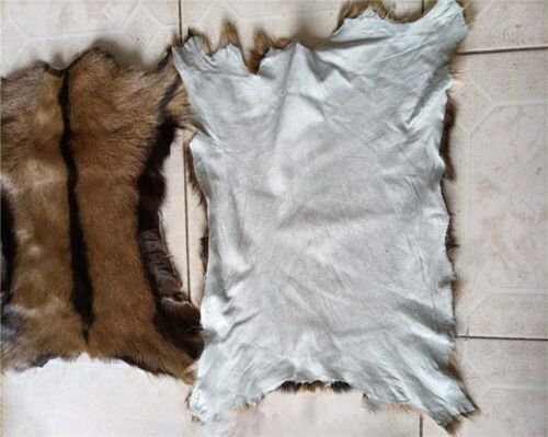 2 Pieces Real Goat Skin Pelt Fur Rug Hide Tanned Leather Clothing Accessory US - Picture 1 of 12