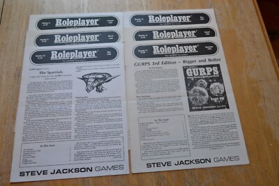 Roleplayer: The GURPS Newsletter 1988 Lot of 5 Issues Steve Jackson Games