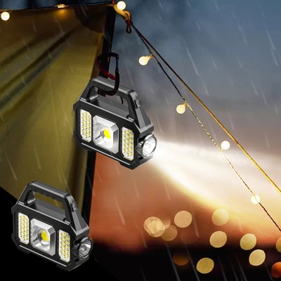 Multifunctional Searchlight Outdoor Solar Charging Strong Light Flashlight Cob 