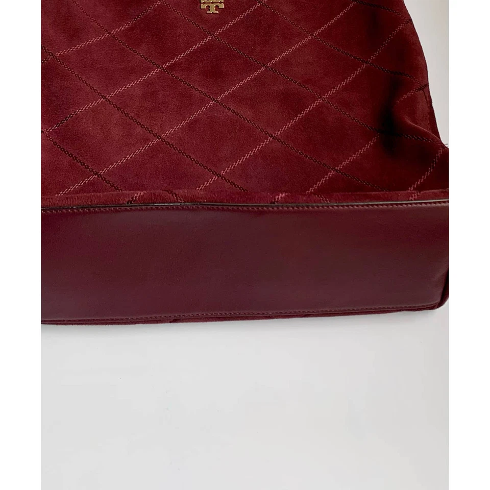 Bolso de Mano Hobo Tory Burch Port Frida Púrpura Granate Cosido Gamuza Foto 4 de 4