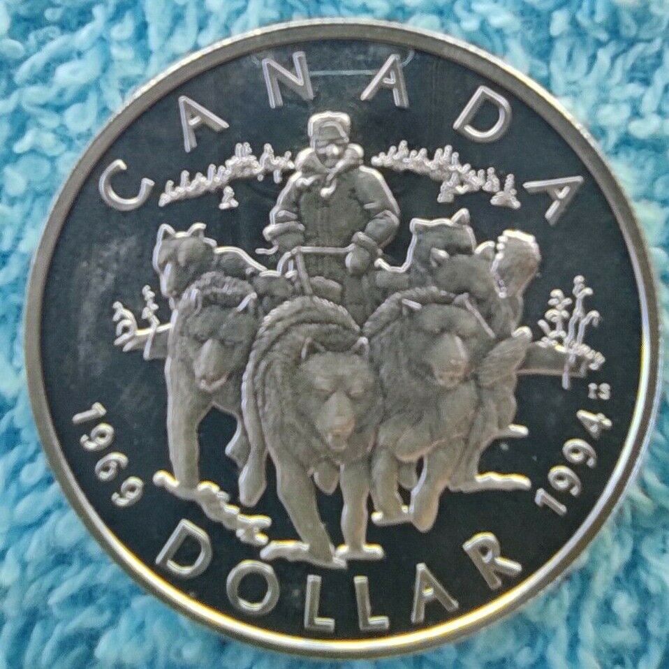CANADA 1 dolar 1994 KM#251 PLATA 0,925-25,17g. Patrulla perros nordicos