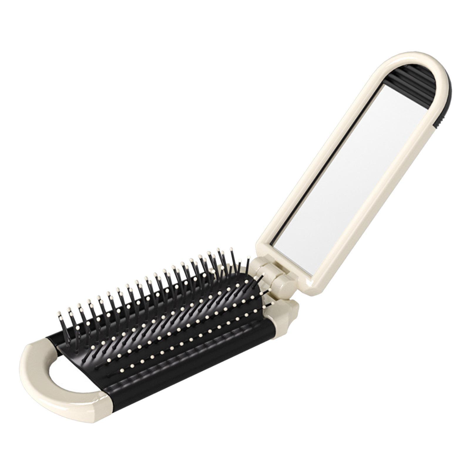Folding Hair Brush with Makeup Mirror Lightweight Collapsible Portable ...