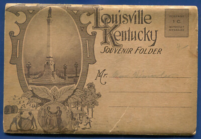 Louisville Kentucky 1900s Ohio Falls brown covers postcard folder PF305