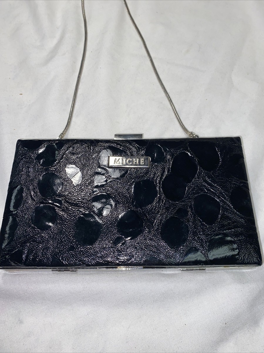 MICHE Black Hard Shell Clutch Wallet Organizer Evening Bag Handbag 
